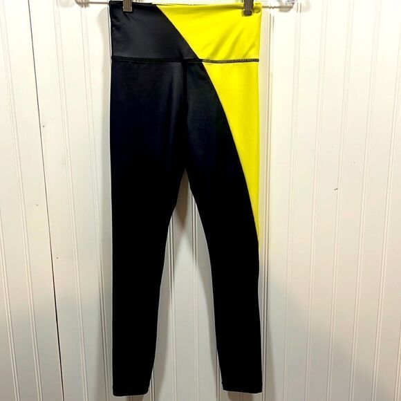 Zyia active light n tight neon yellow and metallic black leggings - Picture 1 of 5